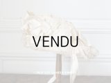 アンティーク シルク製 小さな女の子用 帽子 クリーム色 大きなリボン