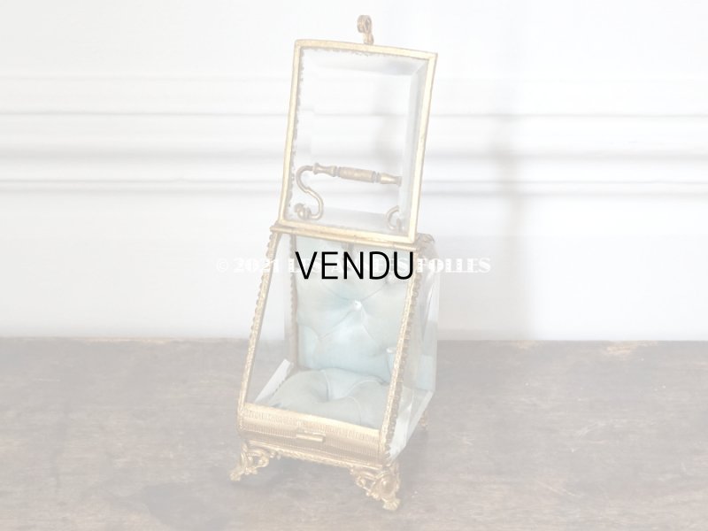 画像8: アンティーク 懐中時計 & ジュエリーボックス パウダーブルーのシルク製クッション