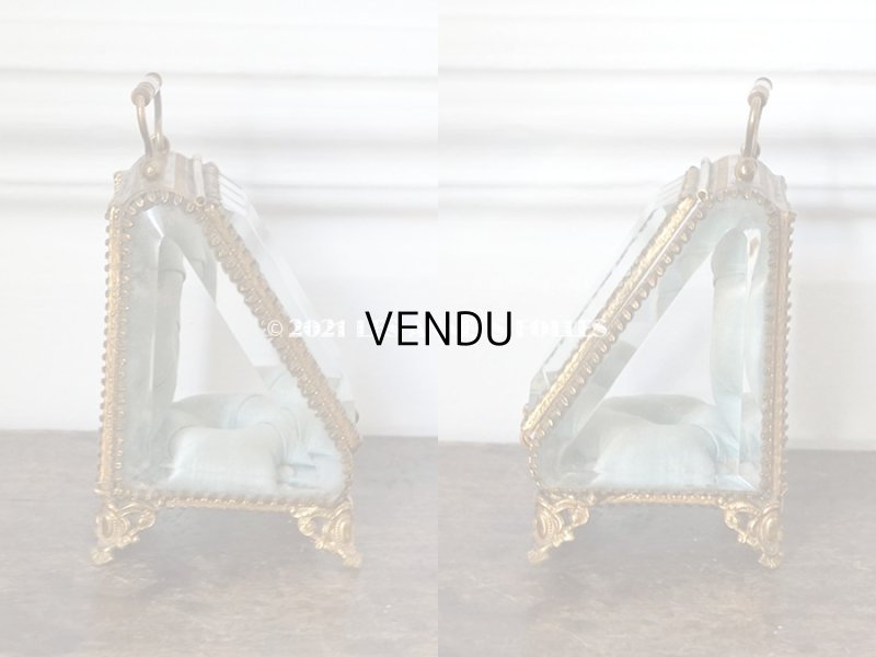 画像4: アンティーク 懐中時計 & ジュエリーボックス パウダーブルーのシルク製クッション