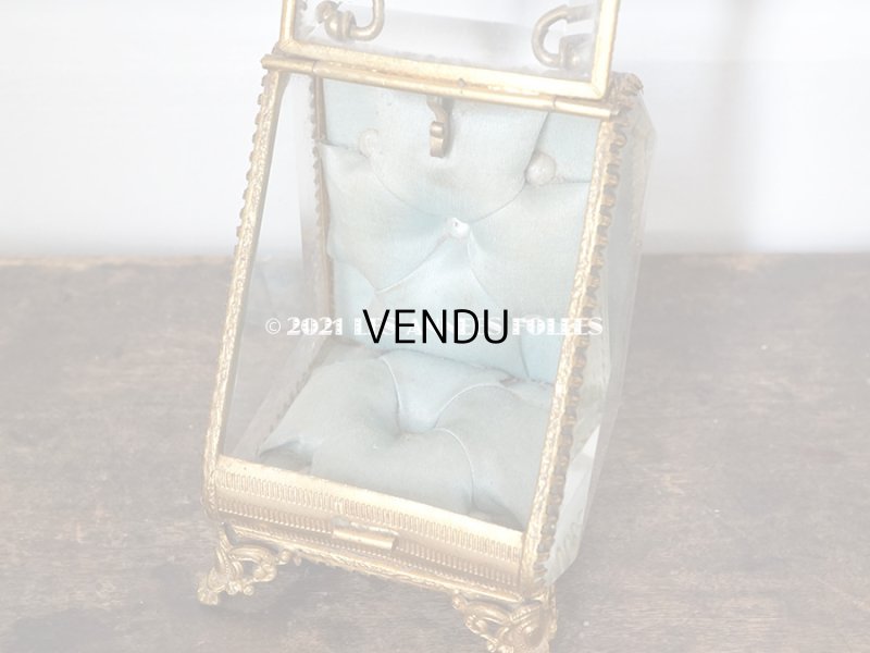 画像9: アンティーク 懐中時計 & ジュエリーボックス パウダーブルーのシルク製クッション