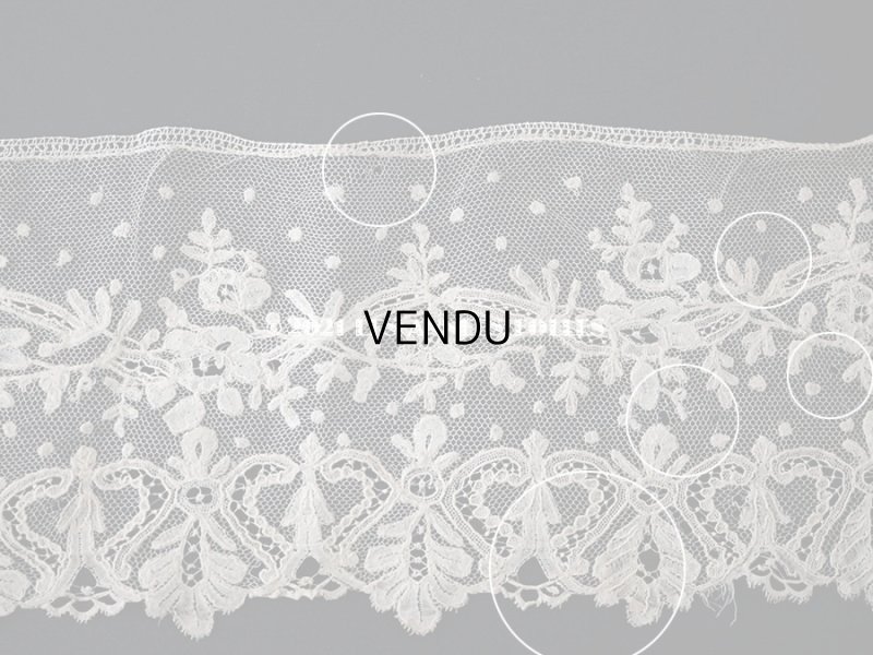 画像11: アンティーク  花模様 手編みのボビンレース ライトベージュ アプリカシオン・アングルテール 10.2cm幅 1.5m