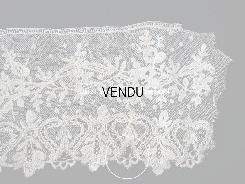 画像13: アンティーク  花模様 手編みのボビンレース ライトベージュ アプリカシオン・アングルテール 10.2cm幅 1.5m