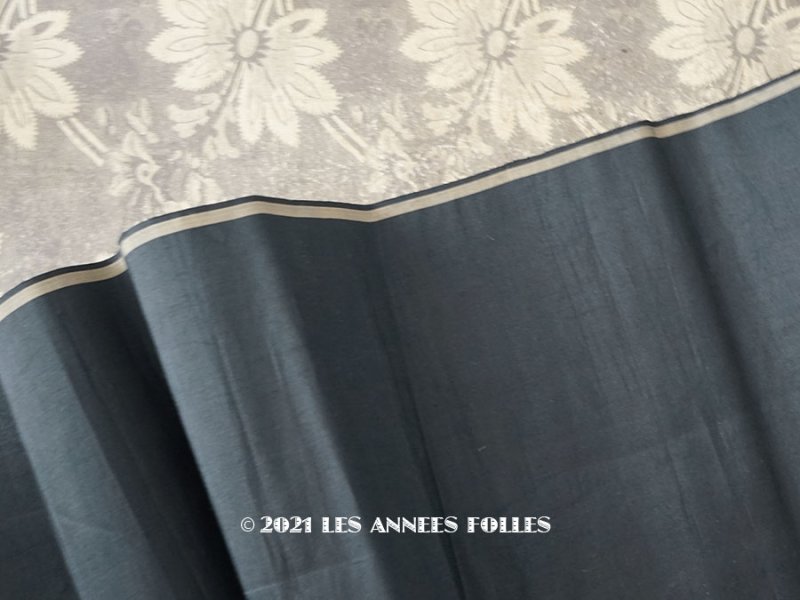 画像1: 未使用 19世紀末 アンティーク シルク製 タフタ生地  ブルー・グリーン ファブリック 100×55cm