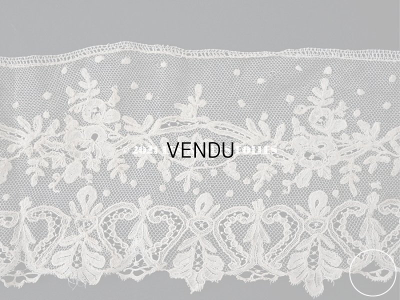 画像6: アンティーク  花模様 手編みのボビンレース ライトベージュ アプリカシオン・アングルテール 10.2cm幅 1.5m