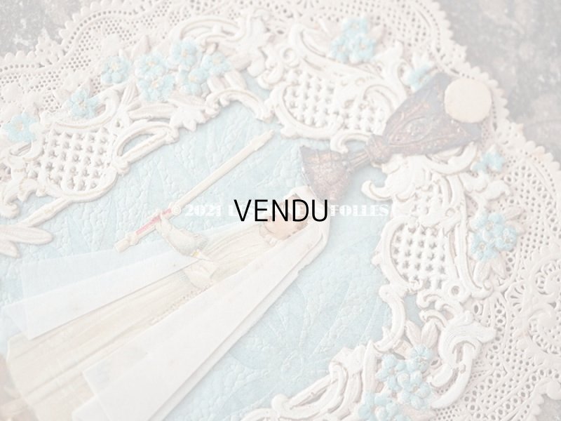 画像5: 1900年代 アンティーク  初聖体のカニヴェ パウダーブルーのリボン