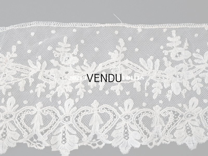 画像7: アンティーク  花模様 手編みのボビンレース ライトベージュ アプリカシオン・アングルテール 10.2cm幅 1.5m