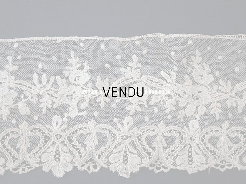 画像10: アンティーク  花模様 手編みのボビンレース ライトベージュ アプリカシオン・アングルテール 10.2cm幅 1.5m