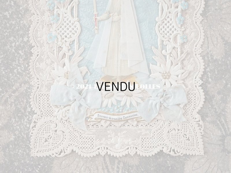 画像3: 1900年代 アンティーク  初聖体のカニヴェ パウダーブルーのリボン