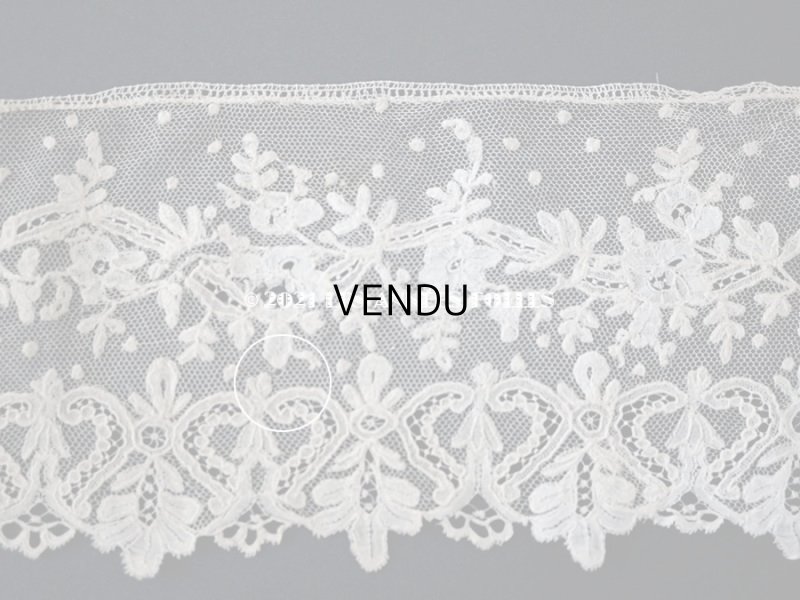 画像8: アンティーク  花模様 手編みのボビンレース ライトベージュ アプリカシオン・アングルテール 10.2cm幅 1.5m