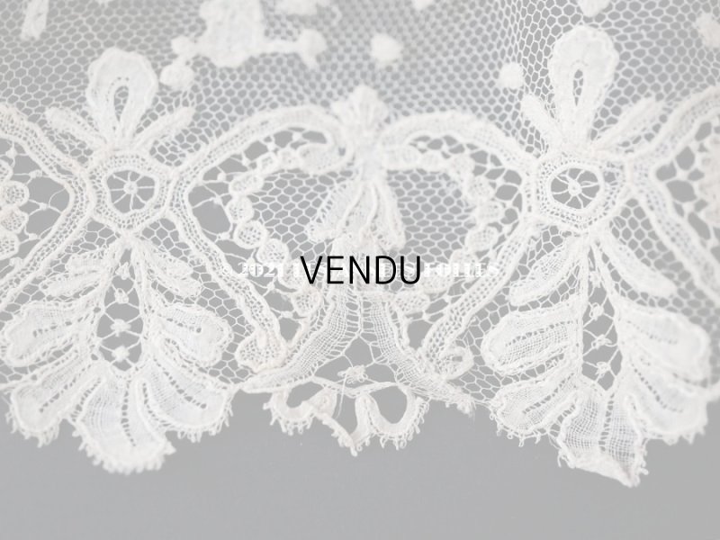 画像3: アンティーク  花模様 手編みのボビンレース ライトベージュ アプリカシオン・アングルテール 10.2cm幅 1.5m
