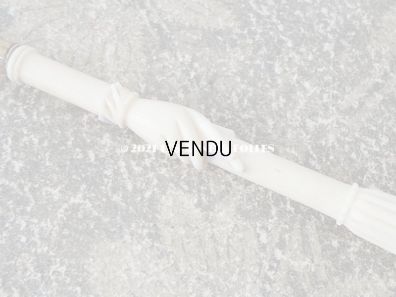 画像3: アンティーク ペン軸 手のモチーフ ボーン製