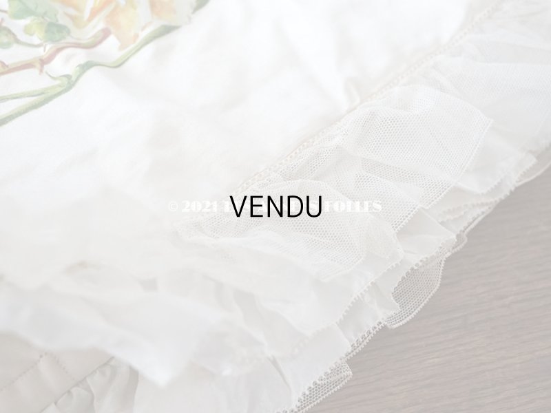 画像15: 1900年代 アンティーク シルク製 大きなポシェット 薔薇と蝶々のハンドペイント オフホワイト