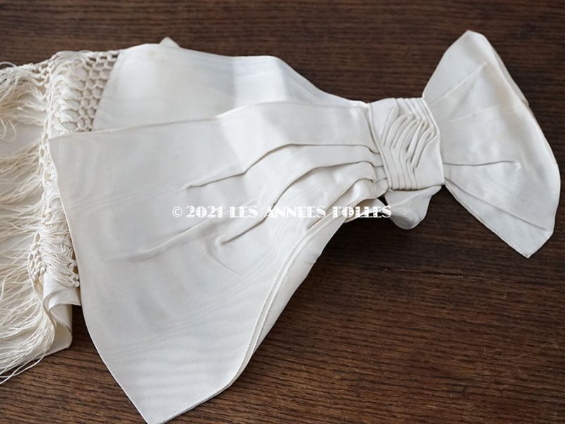 画像6: アンティーク ウェディングドレスの大きなシルクリボン オフホワイト 77×18cm