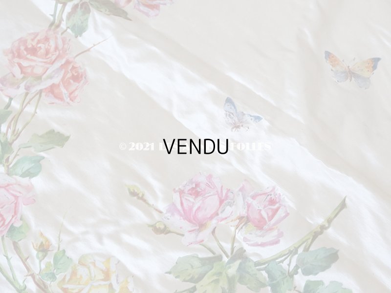 画像8: 1900年代 アンティーク シルク製 大きなポシェット 薔薇と蝶々のハンドペイント オフホワイト