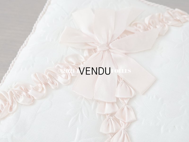 画像7: アンティーク  シルク製 ハンキーケース ピンクのリボン ハンカチ用ポシェット