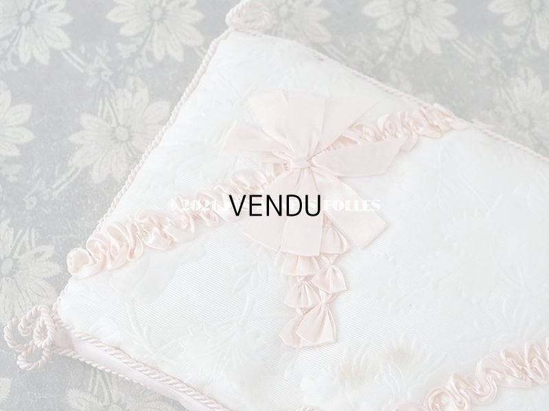 画像3: アンティーク  シルク製 ハンキーケース ピンクのリボン ハンカチ用ポシェット