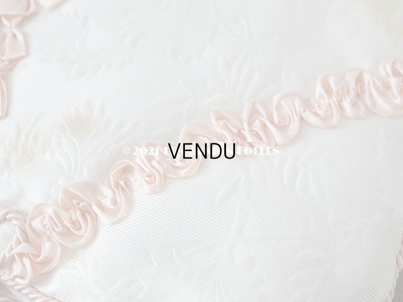 画像6: アンティーク  シルク製 ハンキーケース ピンクのリボン ハンカチ用ポシェット