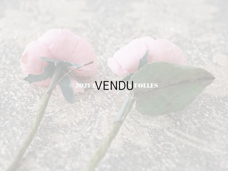 画像4: アンティーク 薔薇の布花 2輪のセット 淡いピンク