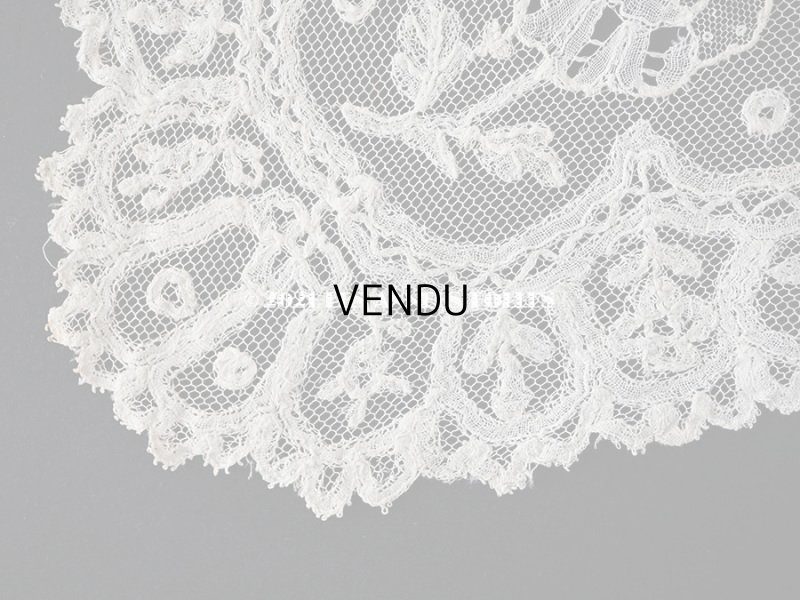 画像16: 19世紀 アンティーク イニシャル・モノグラム刺繍入り 結婚式のハンカチ アプリカシオン・アングルテール (ボビンレース)