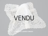 19世紀 アンティーク イニシャル・モノグラム刺繍入り 結婚式のハンカチ アプリカシオン・アングルテール (ボビンレース)　
