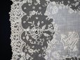 画像8: 19世紀 アンティーク イニシャル・モノグラム刺繍入り 結婚式のハンカチ アプリカシオン・アングルテール (ボビンレース)　