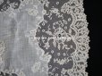 画像9: 19世紀 アンティーク イニシャル・モノグラム刺繍入り 結婚式のハンカチ アプリカシオン・アングルテール (ボビンレース)　