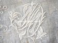 画像17: 19世紀 アンティーク イニシャル・モノグラム刺繍入り 結婚式のハンカチ アプリカシオン・アングルテール (ボビンレース)　