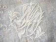 画像17: 19世紀 アンティーク イニシャル・モノグラム刺繍入り 結婚式のハンカチ アプリカシオン・アングルテール (ボビンレース)　