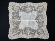 画像3: 19世紀 アンティーク イニシャル・モノグラム刺繍入り 結婚式のハンカチ アプリカシオン・アングルテール (ボビンレース)　