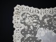 画像5: 19世紀 アンティーク イニシャル・モノグラム刺繍入り 結婚式のハンカチ アプリカシオン・アングルテール (ボビンレース)　