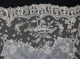 画像6: 19世紀 アンティーク イニシャル・モノグラム刺繍入り 結婚式のハンカチ アプリカシオン・アングルテール (ボビンレース)　