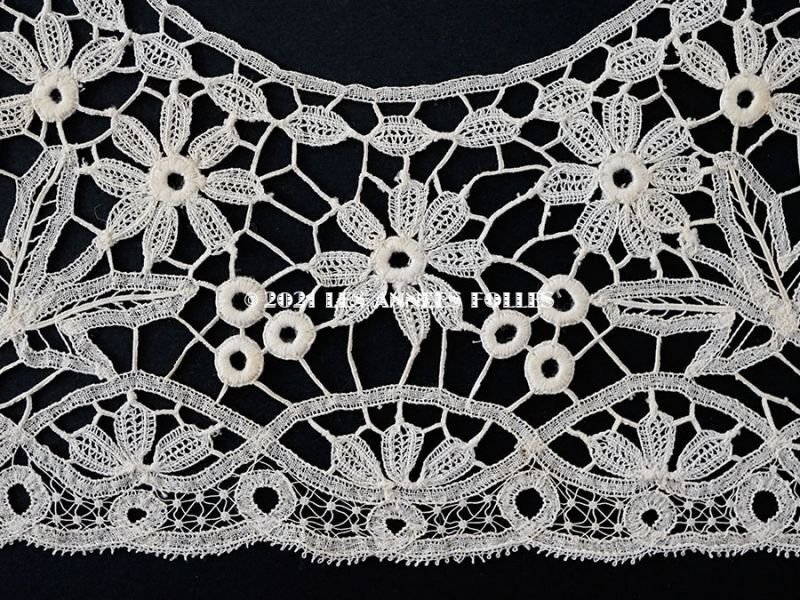 画像4: アンティーク  とても小さなレースの付け襟  花模様