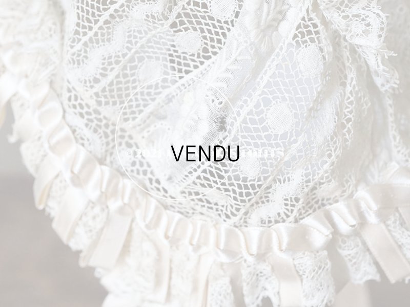 画像9: アンティーク ドール用 小さなボネ パウダーピンクのシルクリボン&手編みのレース