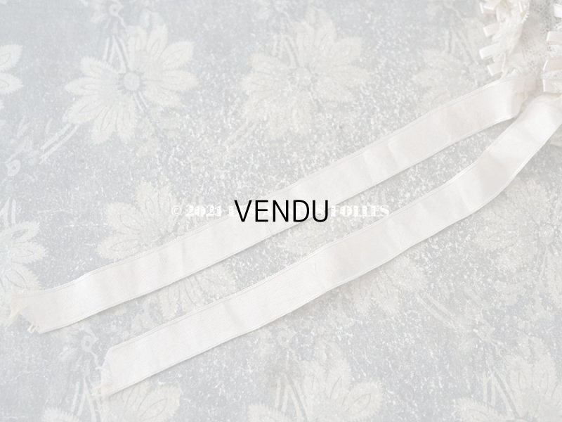 画像11: アンティーク ドール用 小さなボネ パウダーピンクのシルクリボン&手編みのレース