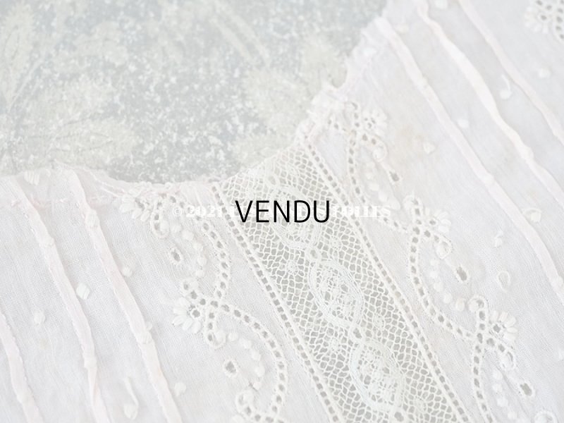 画像5: アンティーク  花&水玉の刺繍入り レース＆コットン生地 ピンク 57×41cm