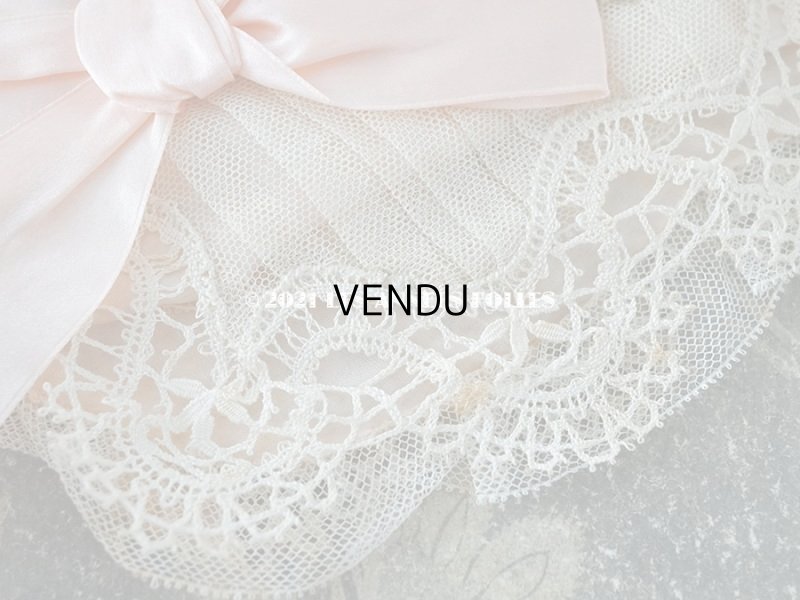 画像8: 1920年代 アンティーク ボネ ベビーピンクのシルクリボン & ロココトリム