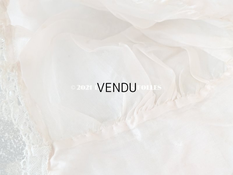 画像12: 1920年代 アンティーク ボネ ベビーピンクのシルクリボン & ロココトリム