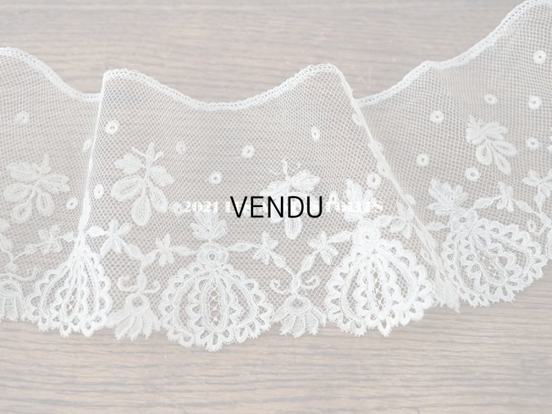 画像7: 19世紀 アンティーク  薔薇模様 手編みのボビンレース アプリカシオン・アングルテール 105cm 幅9.5cm