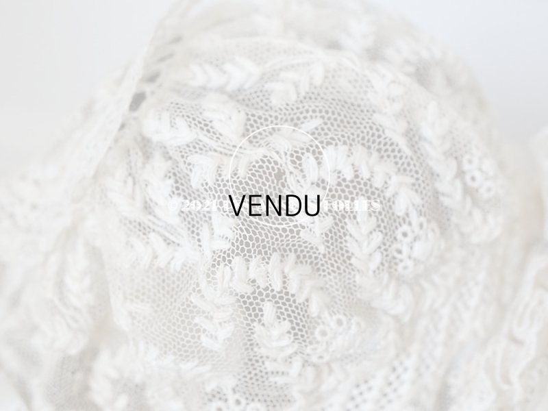 画像15: アンティーク ドール用 小さなボネ オフホワイトのシルクリボン&手刺繍・手編みのレース