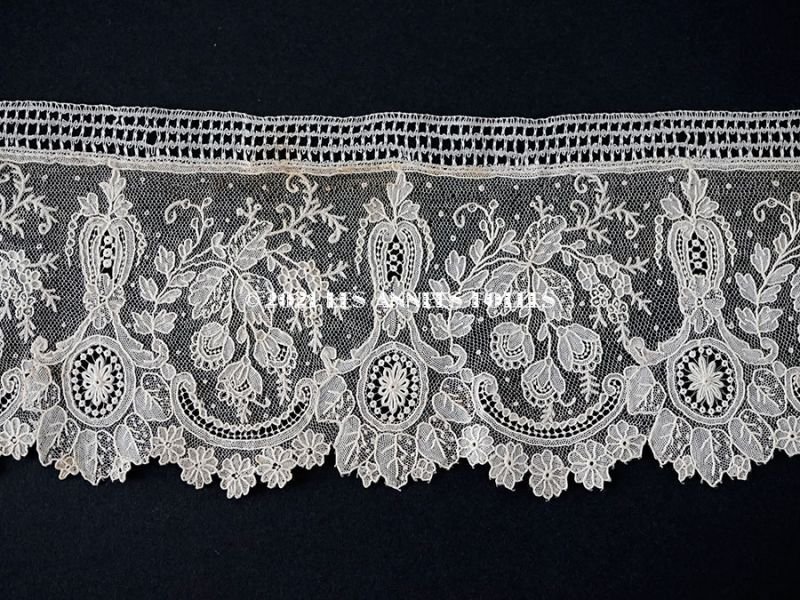 画像12: 19世紀末 アンティーク ニードルレース ポワンドガーズのボーダー 100cm 【ポワン・ド・ガーズ】