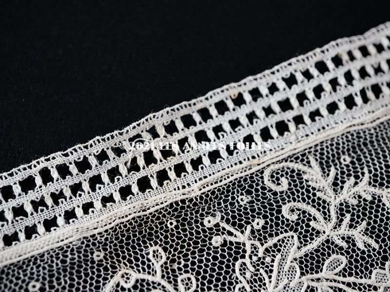 画像10: 19世紀末 アンティーク ニードルレース ポワンドガーズのボーダー 100cm 【ポワン・ド・ガーズ】