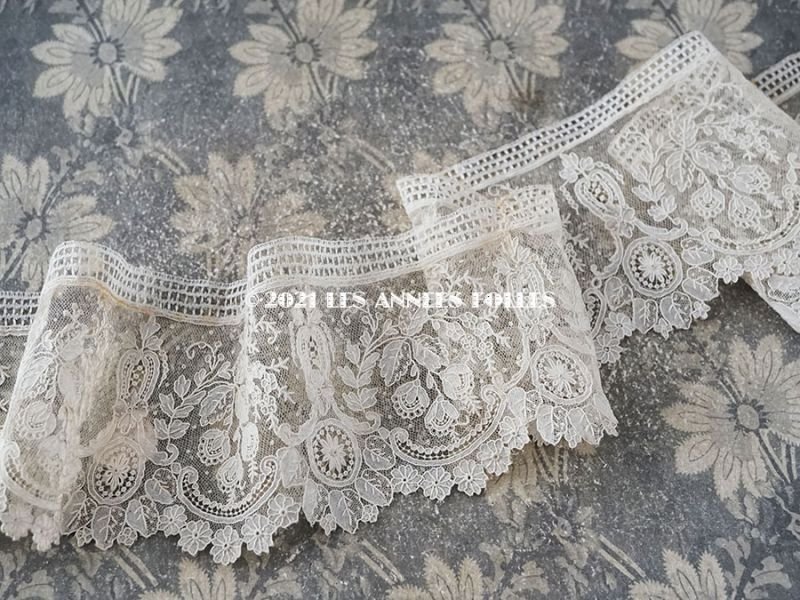 画像4: 19世紀末 アンティーク ニードルレース ポワンドガーズのボーダー 100cm 【ポワン・ド・ガーズ】