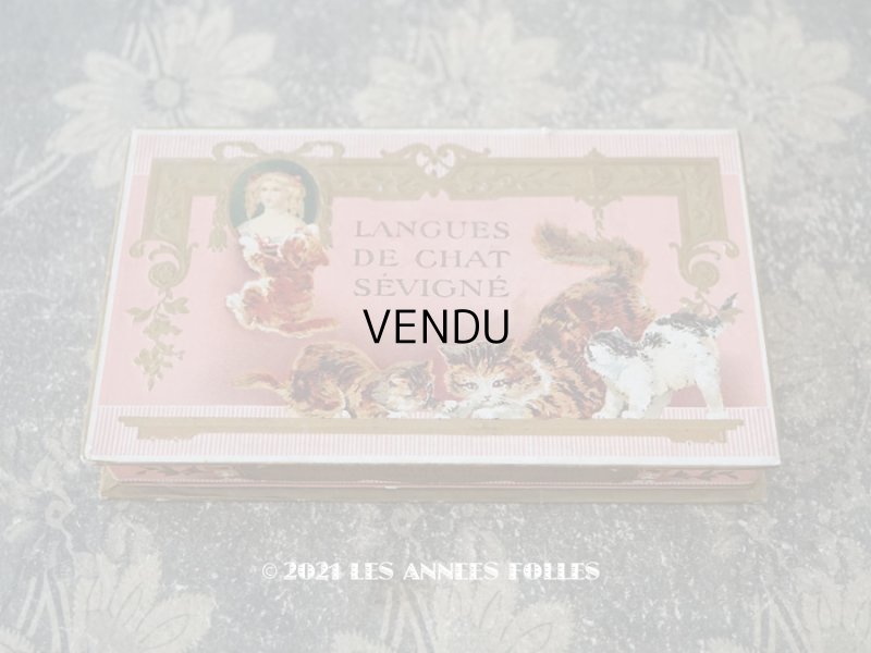 画像1: アンティーク ラングドシャのお菓子箱  『マルキーズ・ ドゥ・セヴィニエ』 LANGUES DE CHAT SEVIGNE - MARQUISE DE SEVIGNE PARIS -