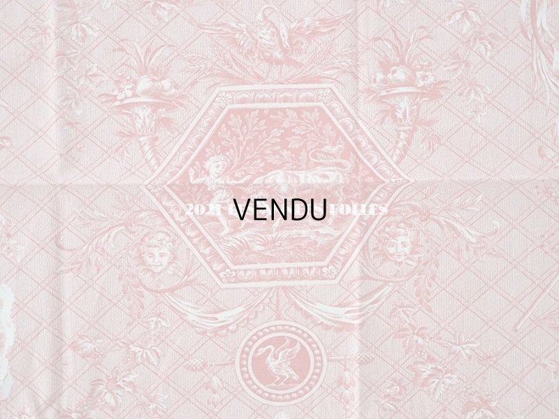 画像3: 1900年代 アンティーク 天使＆鳥＆スフィンクス　 コットン製ファブリック  