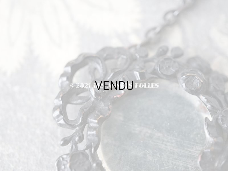 画像6: アンティーク フォトフレームのペンダント 薔薇&リボン