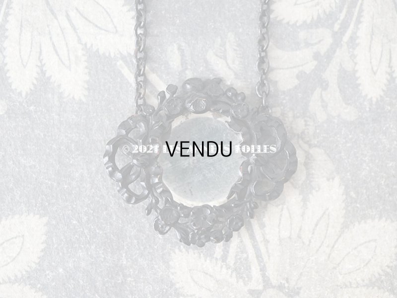 画像5: アンティーク フォトフレームのペンダント 薔薇&リボン