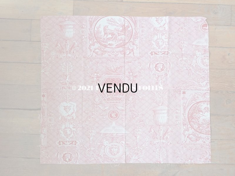 画像7: 1900年代 アンティーク 天使＆鳥＆スフィンクス　 コットン製ファブリック  