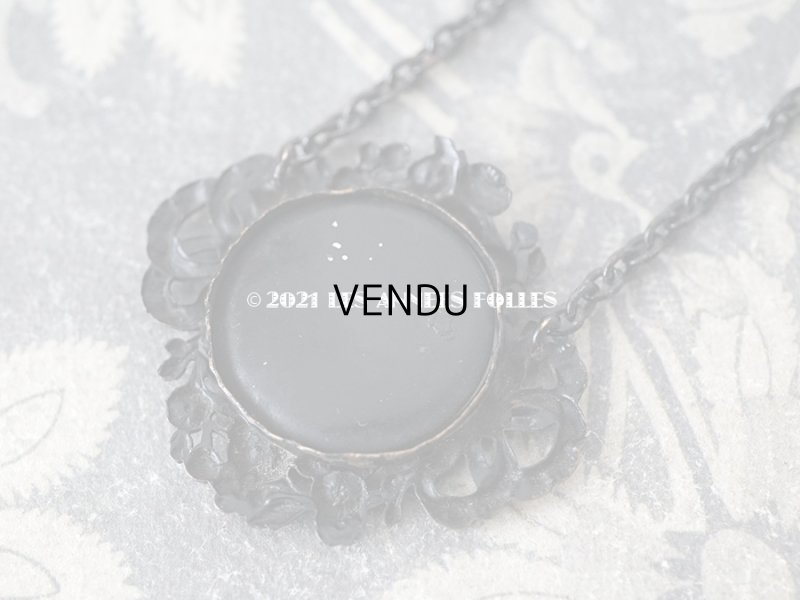 画像9: アンティーク フォトフレームのペンダント 薔薇&リボン