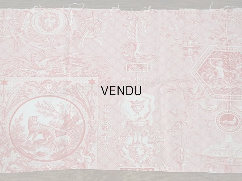 画像12: 1900年代 アンティーク 天使＆鳥＆スフィンクス　 コットン製ファブリック  