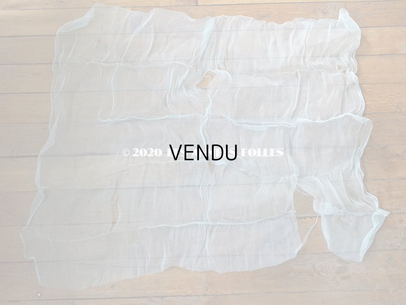 画像3: アンティーク  ベビーブルーのオーガンジー シルク＆レーヨン製 110×90cm